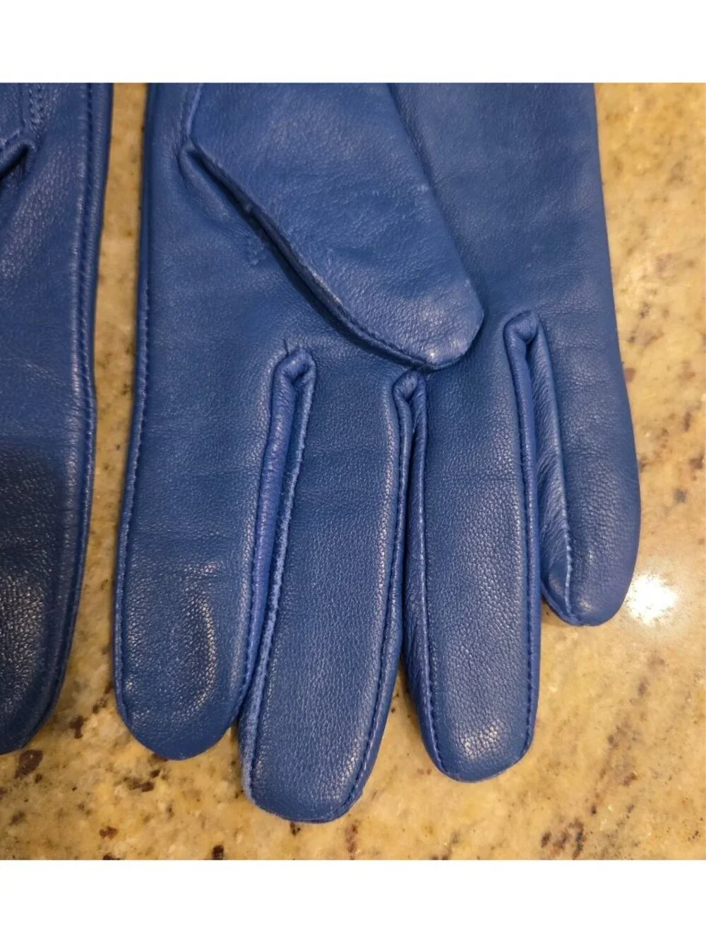 Womens Size S/M Blue Leather Lined Gloves
